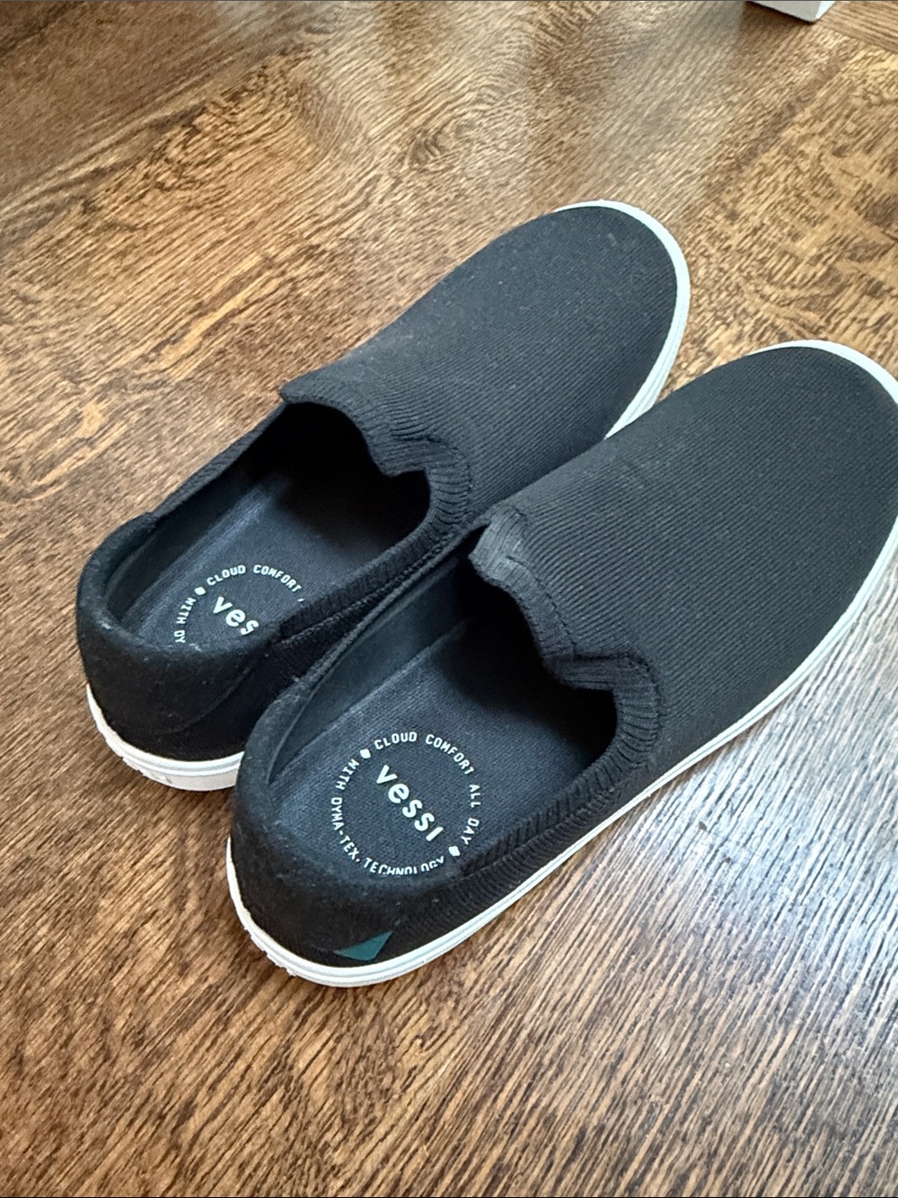 Vessi Black Knit Slip-On Sneakers with White Sole